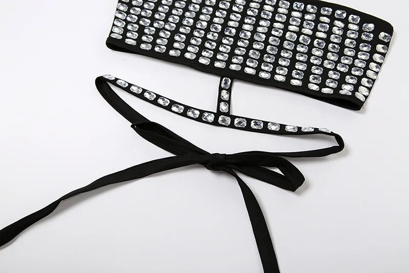 טופ- Y2K SPARKLE TIE TOP