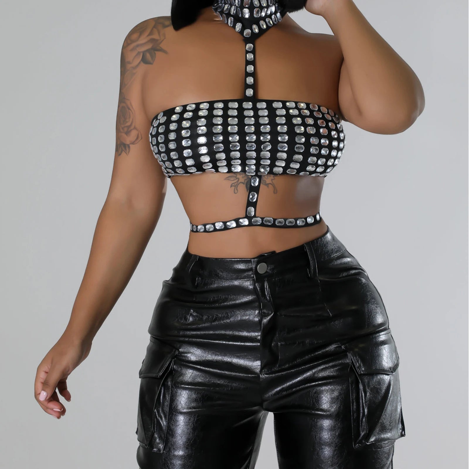 טופ- Y2K SPARKLE TIE TOP